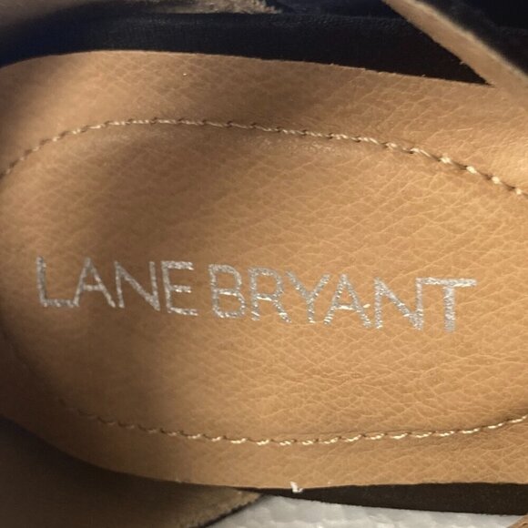 Lane Bryant SZ 11W Black Suede Ankle strap embroidery heel dressy sandal party - Picture 9 of 9